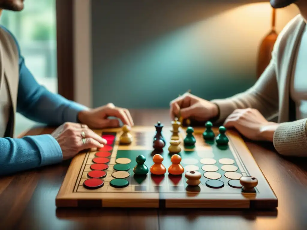 Una familia multigeneracional concentrada en un emocionante juego de Ludo