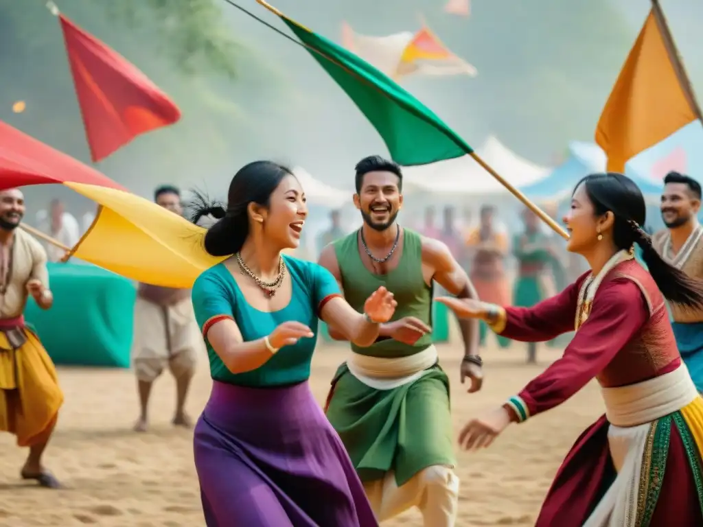 Celebración festiva con juegos tradicionales culturas internacionales