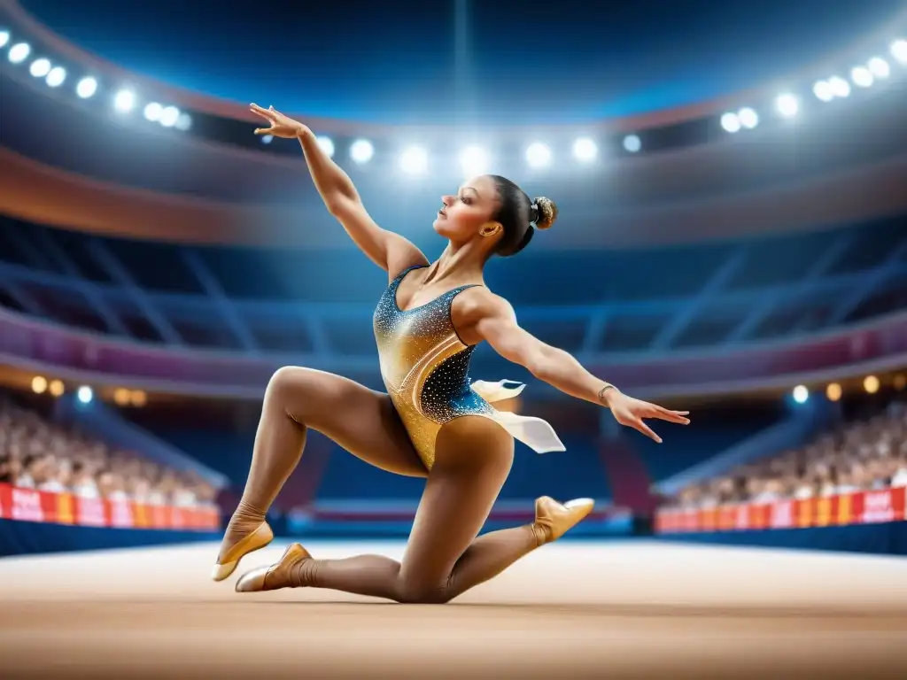 Evolución de la gimnasia rítmica: Elegancia y destreza en un salto perfecto, cautivando a la audiencia