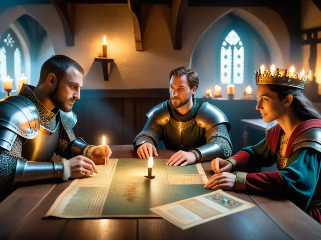 Un grupo de amigos juega un emocionante juego de rol inspirado en romance medieval, con personajes vestidos de la época