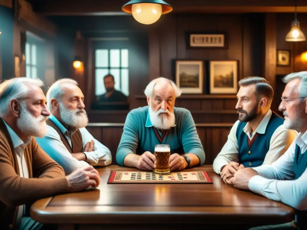 Un grupo de ancianos alemanes juega Skat en una taberna tradicional