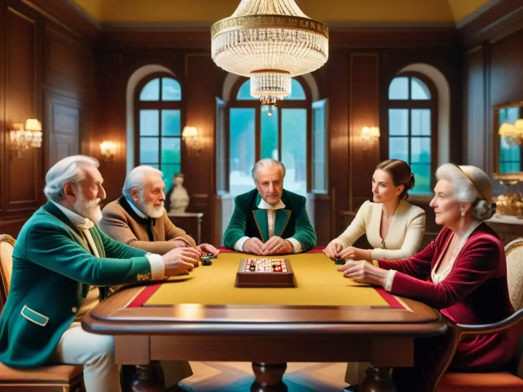 Un grupo de ancianos austriacos juega apasionadamente al Schnapsen en un salón tradicional, iluminado por la cálida luz natural