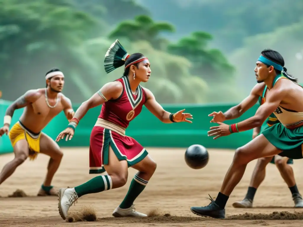 Grupo de atletas indígenas en juego de ulama, resaltando la historia y cultura de los deportes autóctonos