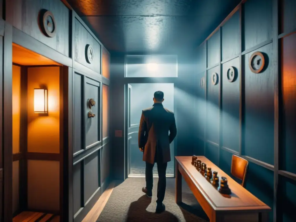 Escape room: emoción y misterio en acción Grupo diverso resuelve acertijos en escape room misterioso
