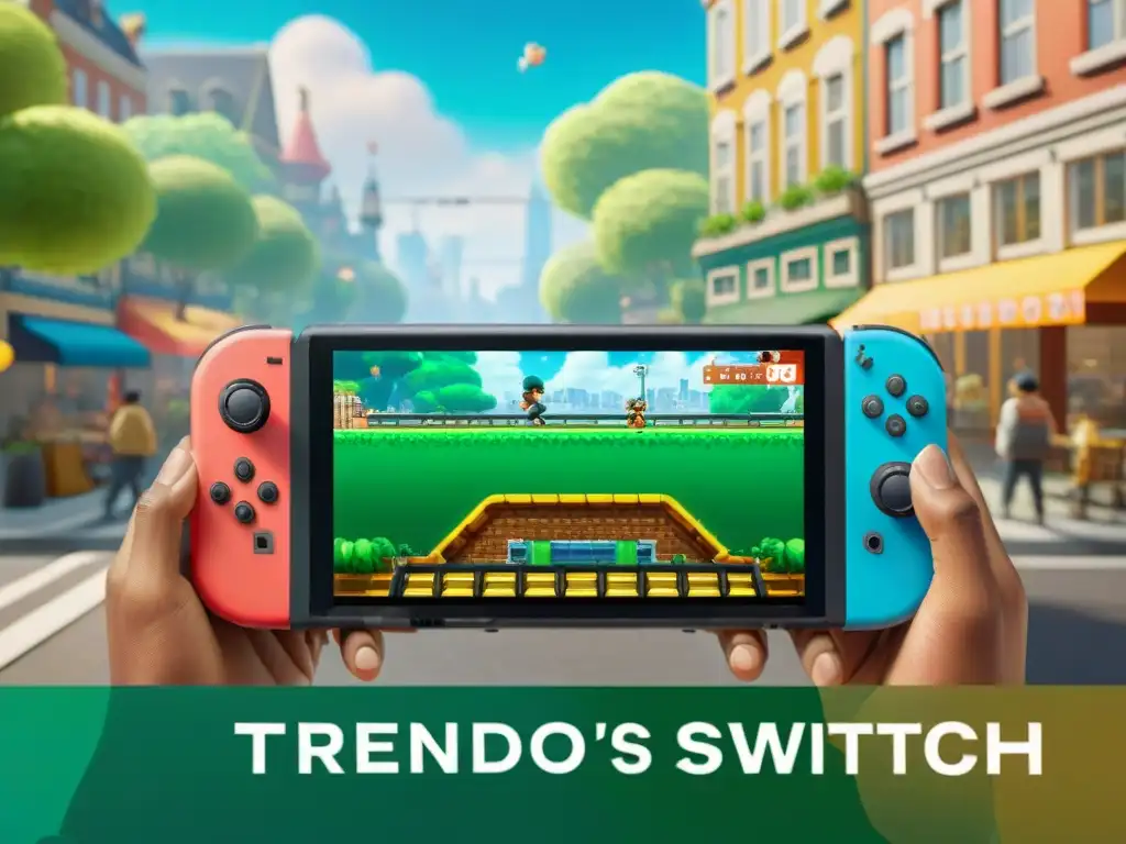 Grupo diverso disfruta de la Nintendo Switch en la ciudad, sala, parque y tren