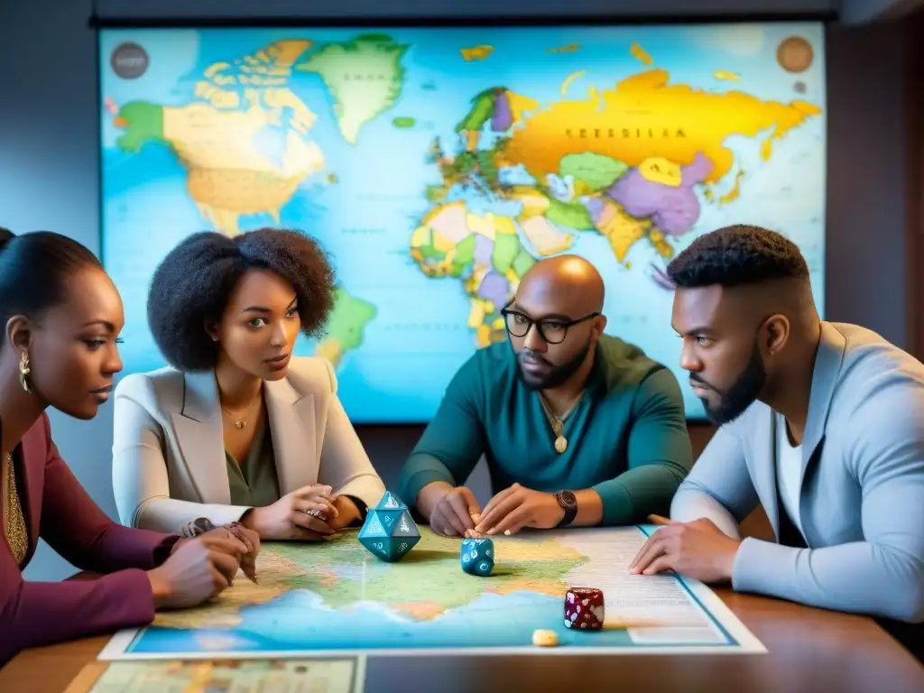 Épica partida de rol: estrategia, diversidad y emoción Un grupo diverso inmerso en un emocionante juego de rol de mesa