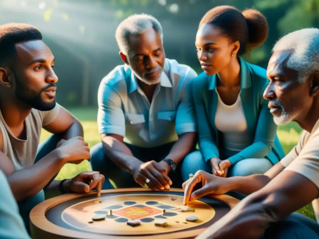 Grupo diverso jugando juego de comunicación al aire libre