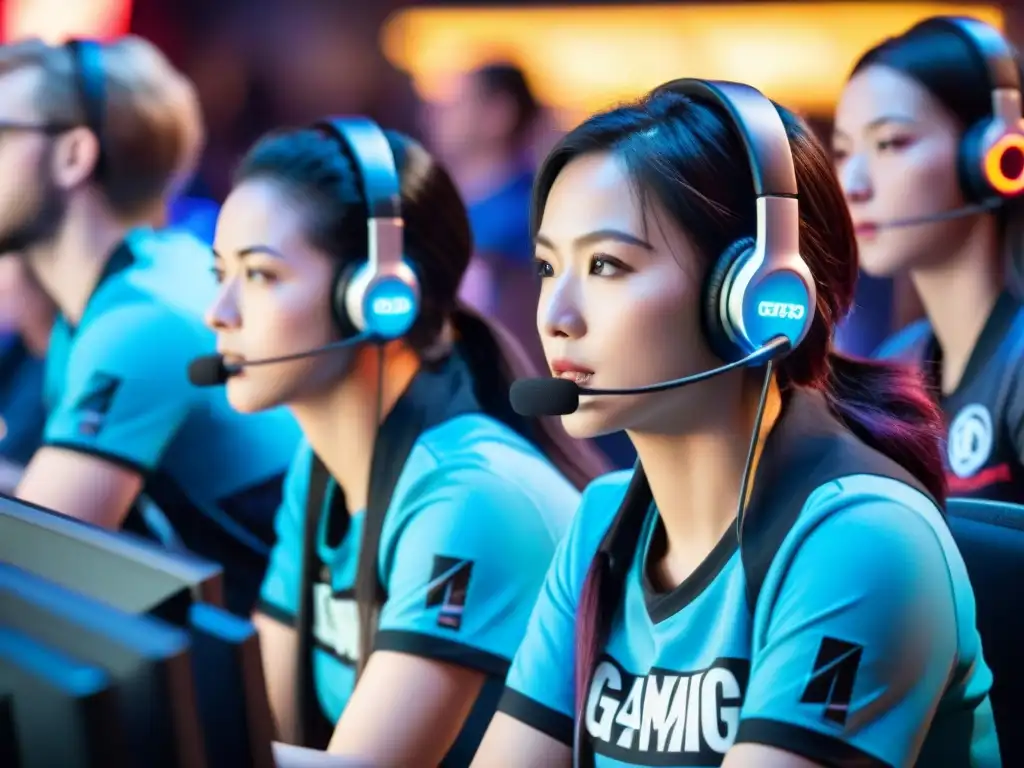 Grupo diverso de mujeres concentradas en torneo eSports, rompiendo barreras