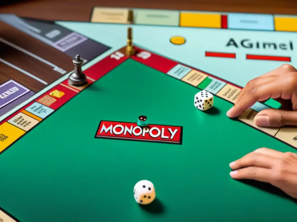 Un grupo diverso de personas concentradas en jugar Monopoly, mostrando lecciones de economía en juego