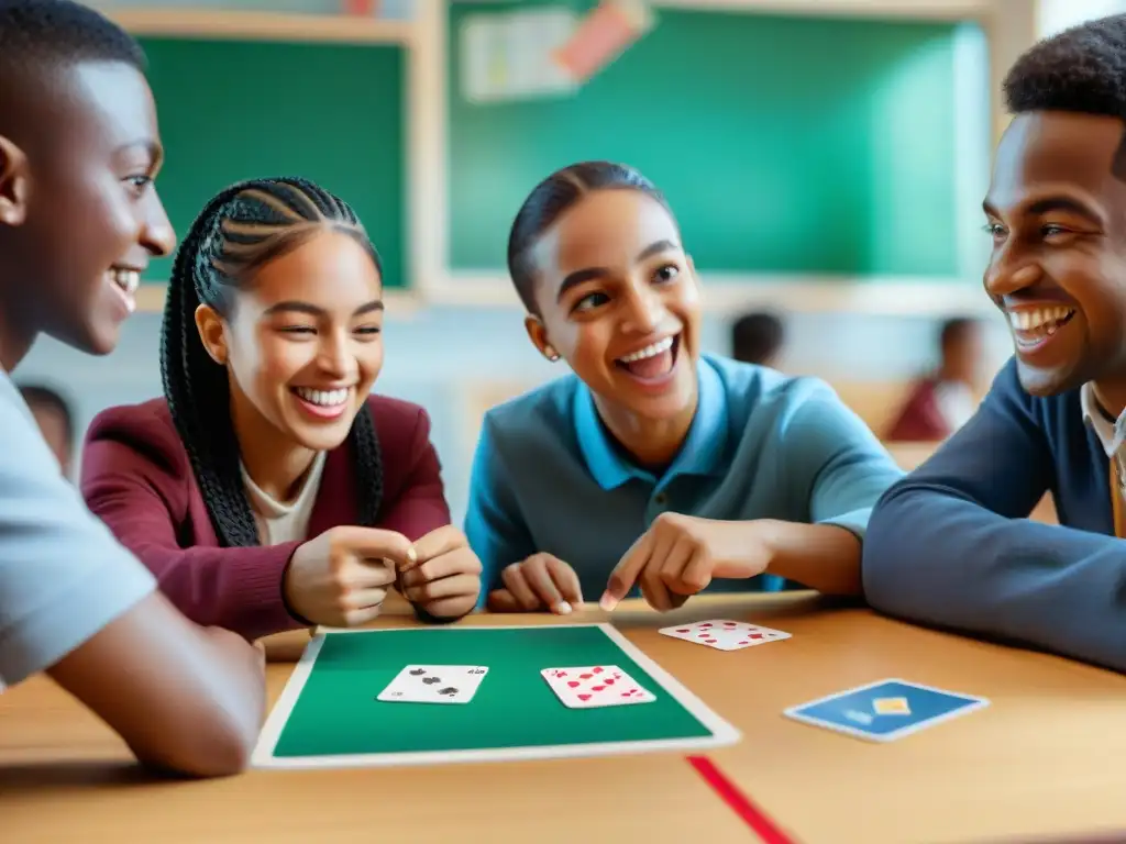 Grupo escolar diverso disfrutando de juegos tradicionales para mejorar habilidades matemáticas