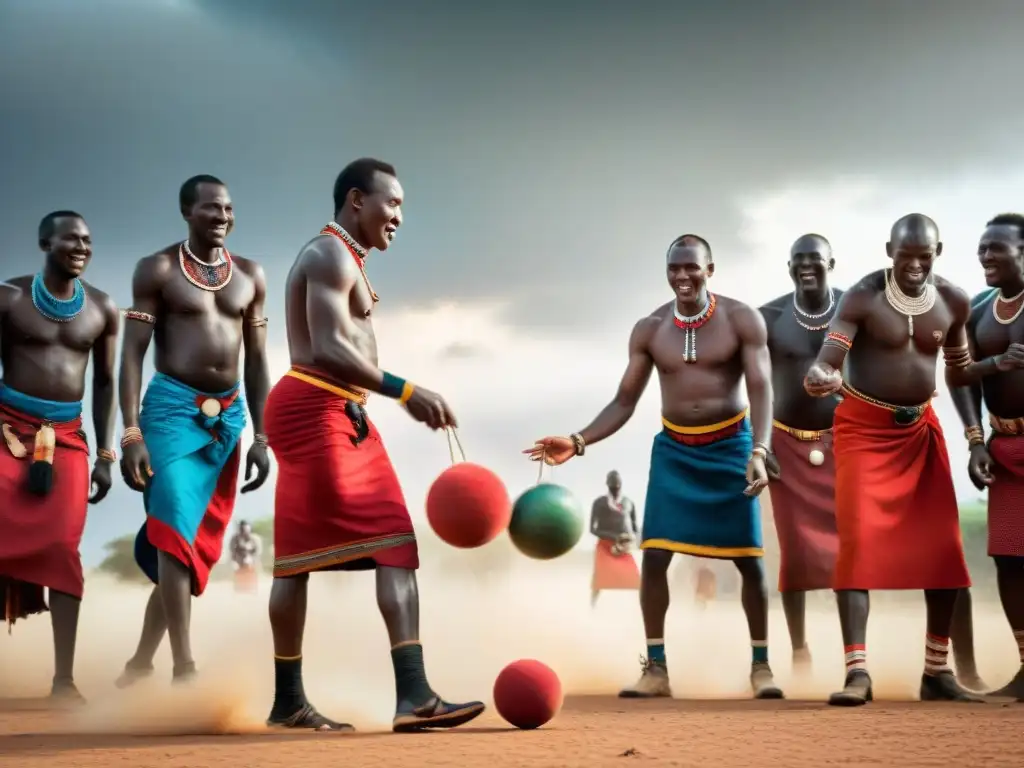 Grupo Maasai juega Olopololi, historia juegos pelota África evolución