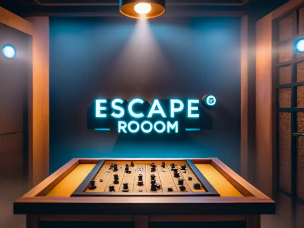 Escape room desafiante: emoción y colaboración en acción Grupo variado resuelve acertijos en escape room, destacando emoción, determinación y colaboración