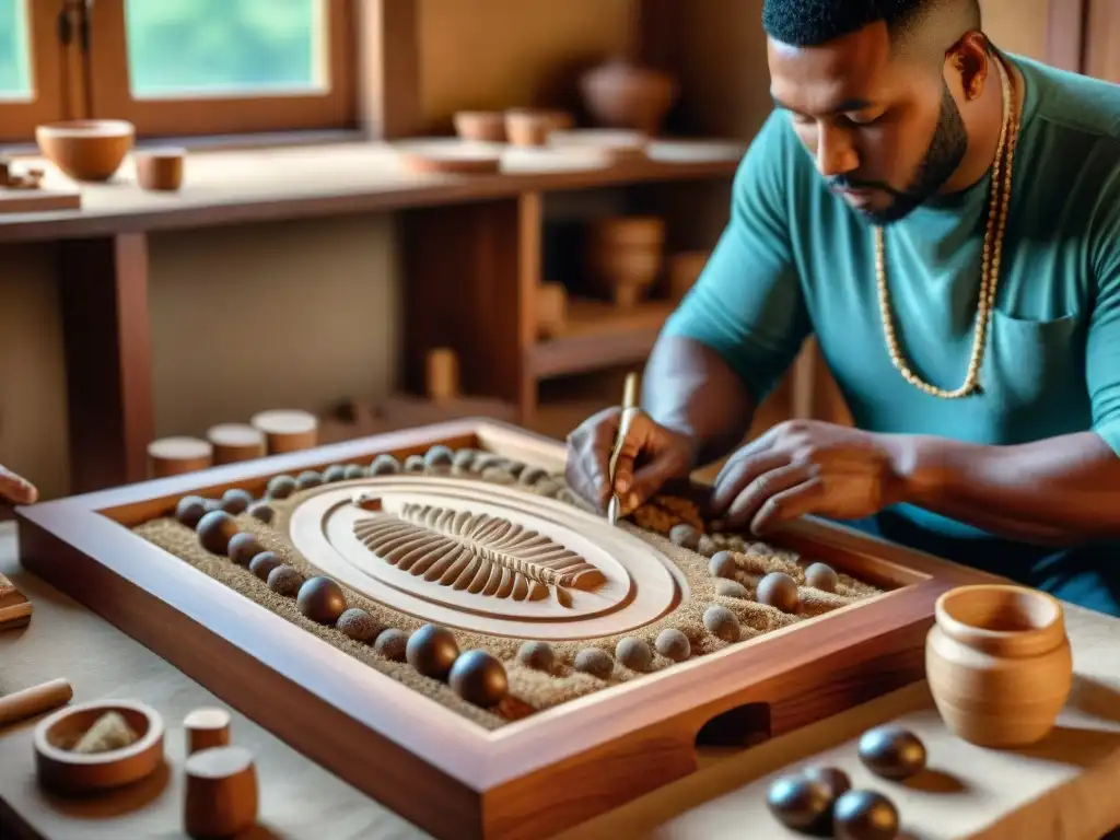 Hábiles artesanos tallan tableros de Mancala en madera de caoba, preservando la historia del juego