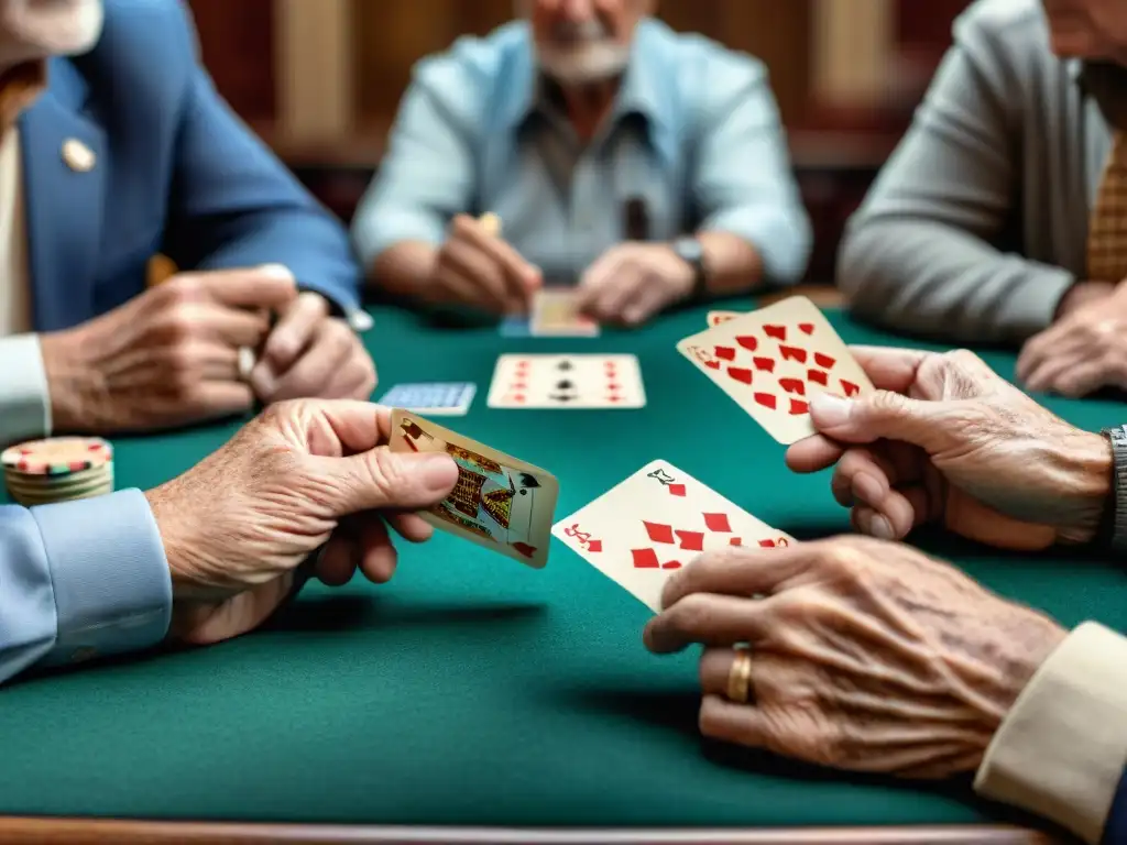 La historia del juego de Euchre cobra vida en la intensa partida de cartas entre ancianos en un centro comunitario tradicional americano