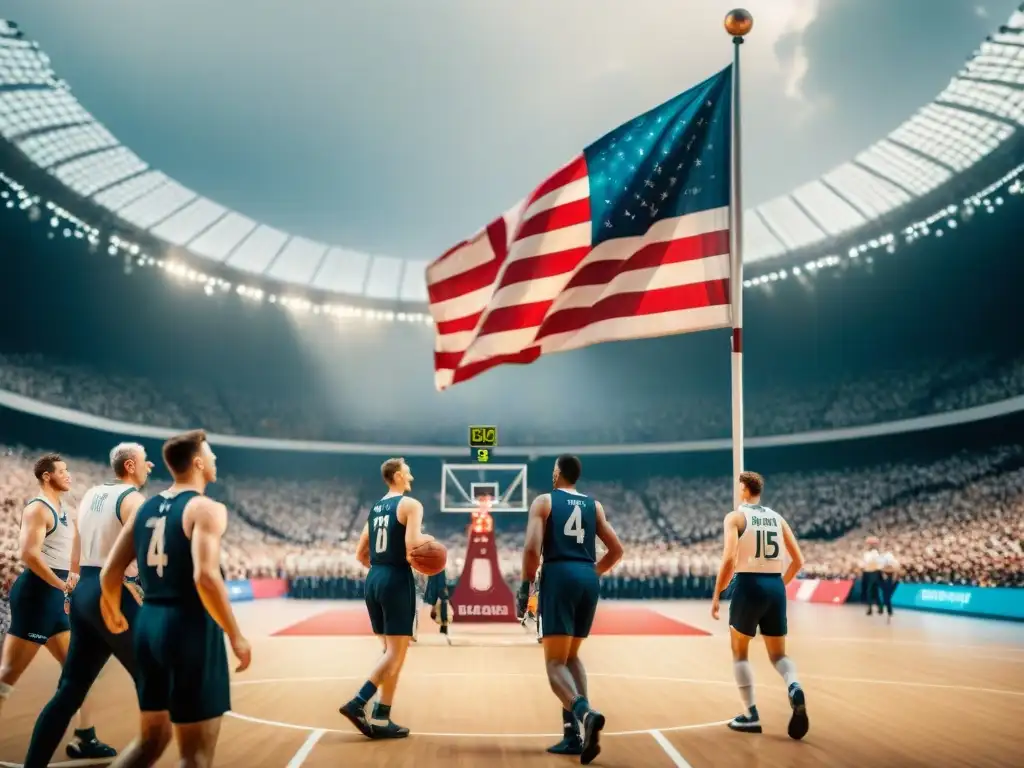 Histórica imagen del primer juego internacional de baloncesto en los Juegos Olímpicos de 1936