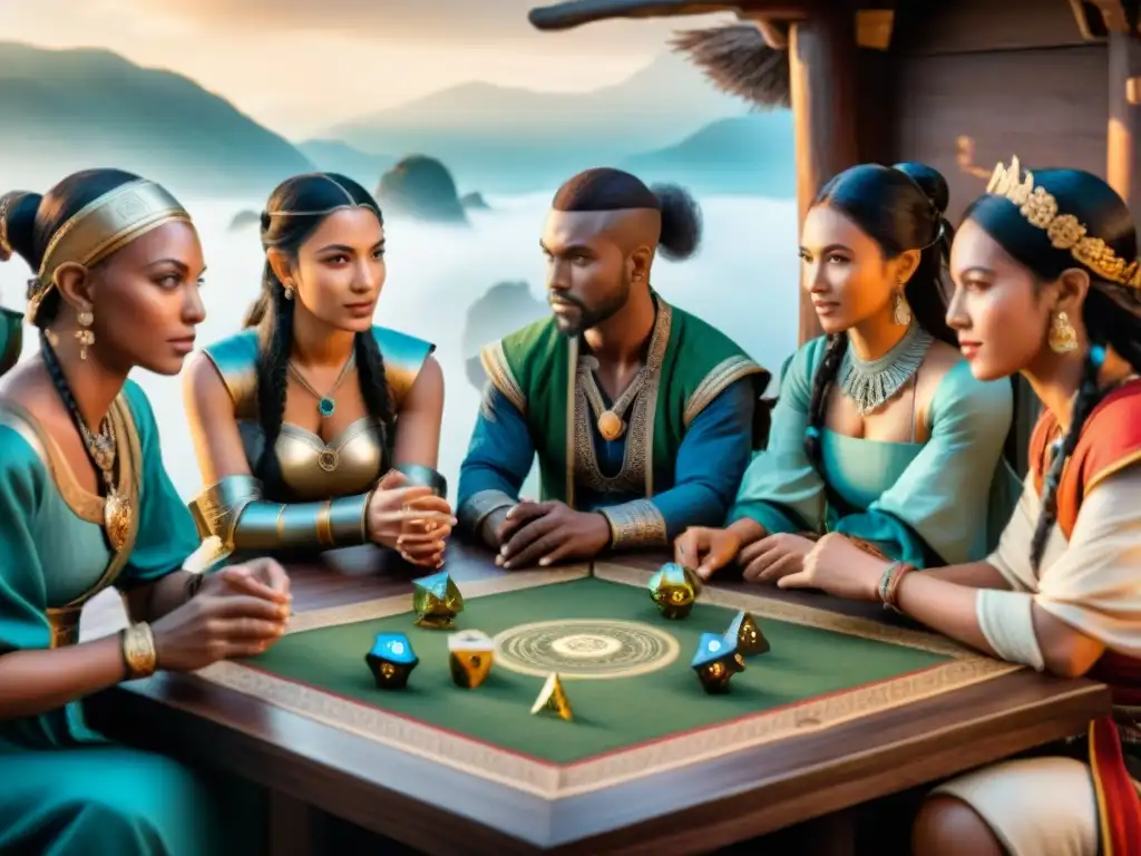 Juego de Rol: Diversidad Cultural en Detalle Una imagen 8K detallada muestra diversidad cultural en juegos de rol, reflejando la globalización de historias y experiencias