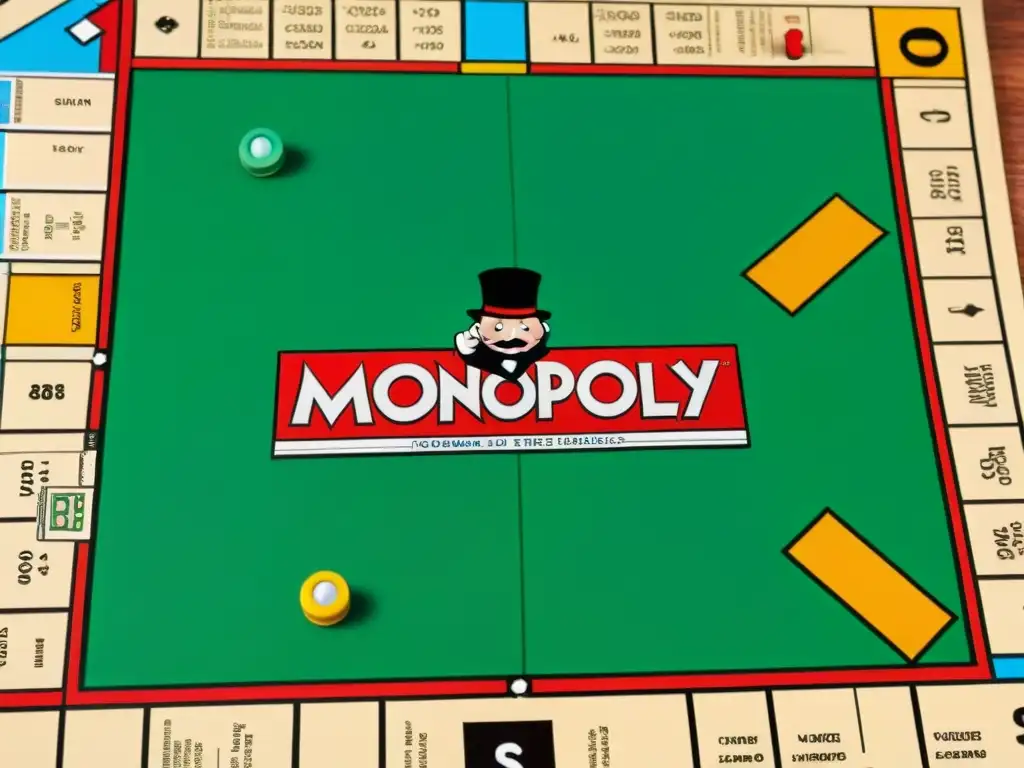 Una imagen detallada de una edición rara de Monopoly, colección única con fichas, propiedades y cartas envejecidas, evocando nostalgia y rareza