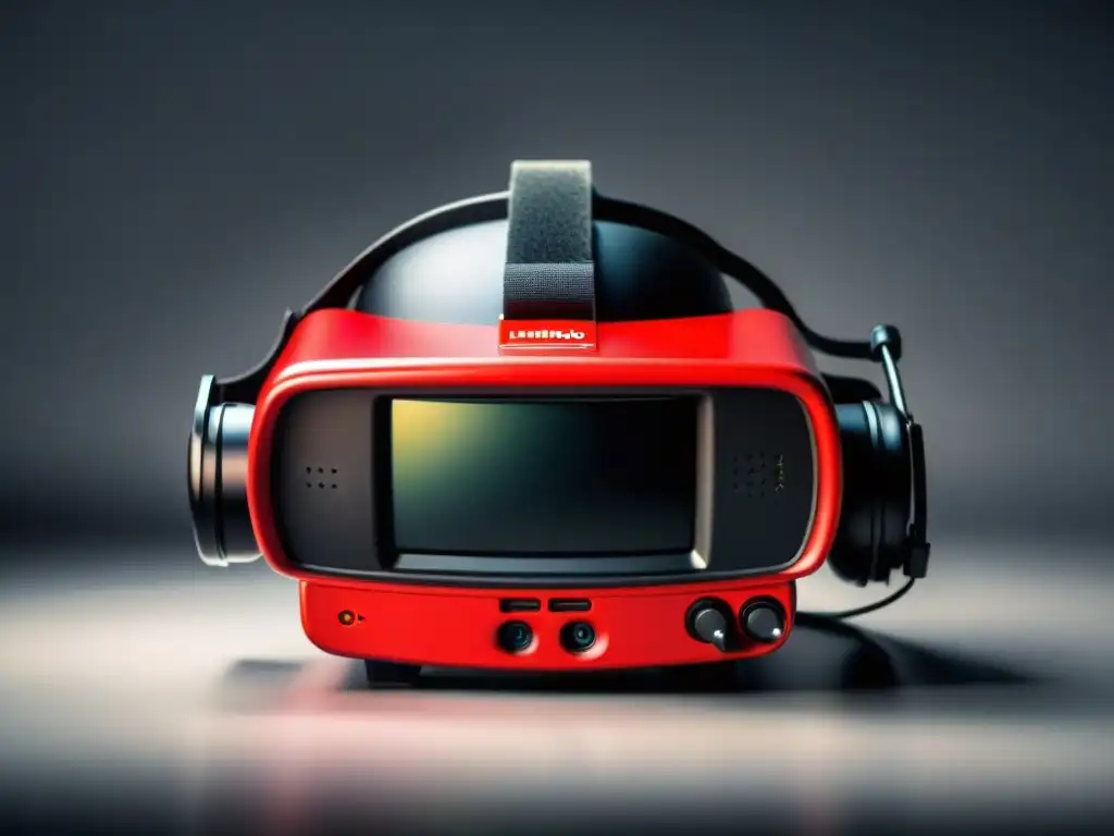 Imagen detallada del fallido hardware de gaming poco conocido, Nintendo Virtual Boy en rojo y negro, con diseño futurista