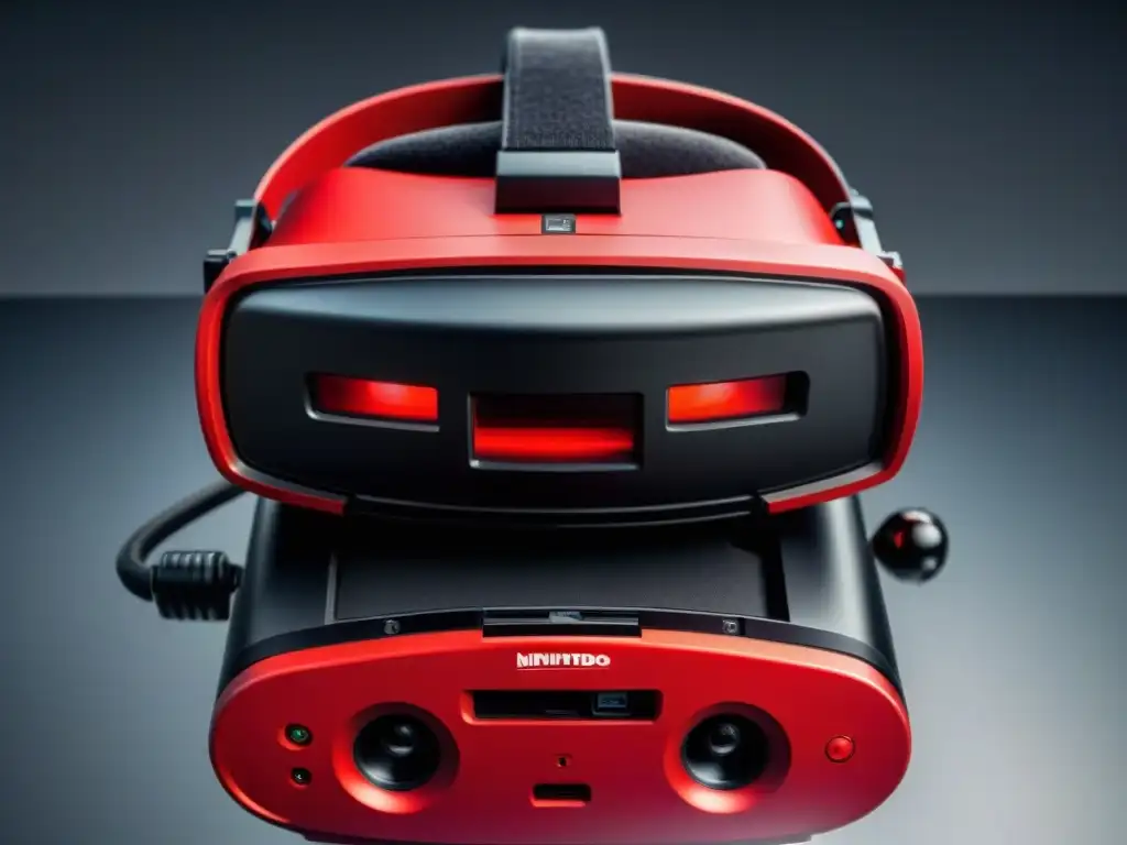 Imagen detallada del 'Nintendo Virtual Boy', hardware de gaming poco conocido, en escenario futurista