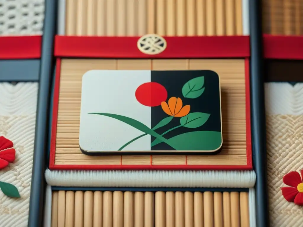 Una imagen evocadora de la historia y evolución de los juegos de culturas Hanafuda, con cartas japonesas y un tatami bellamente decorado