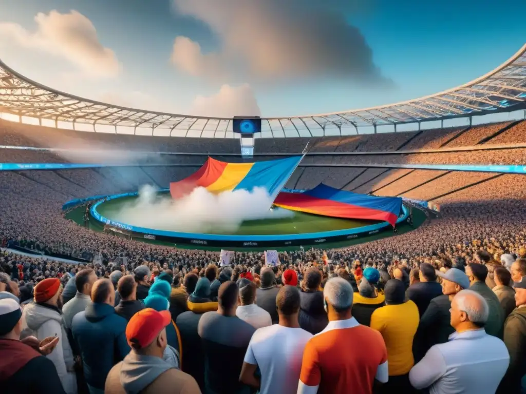 Protesta vibrante en estadio olímpico: activismo y pasión en Europa Manifestación impactante contra los Juegos Olímpicos en Europa: diversidad, activismo y pasión en las afueras del estadio