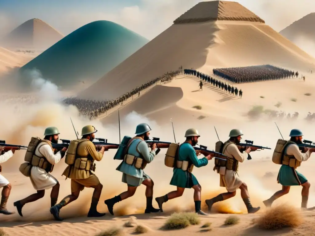 Una evolución impactante de simulacros militares en Oriente Medio desde Mesopotamia hasta la actualidad, detallando uniformes, armas y escenarios