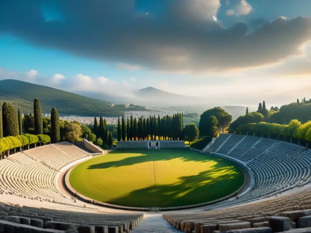 Imponente estadio Panhelénico en Olympia, Grecia, legado Juegos Panhelénicos competición moderna