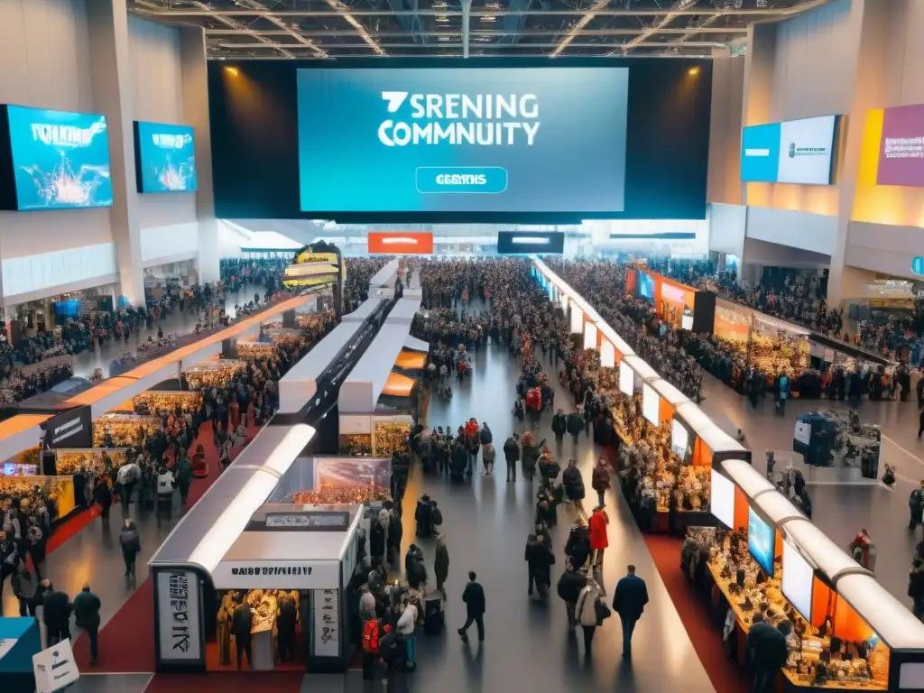 Importancia de las convenciones de juegos: comunidad gamer vibrante en convención llena de entusiasmo y diversidad