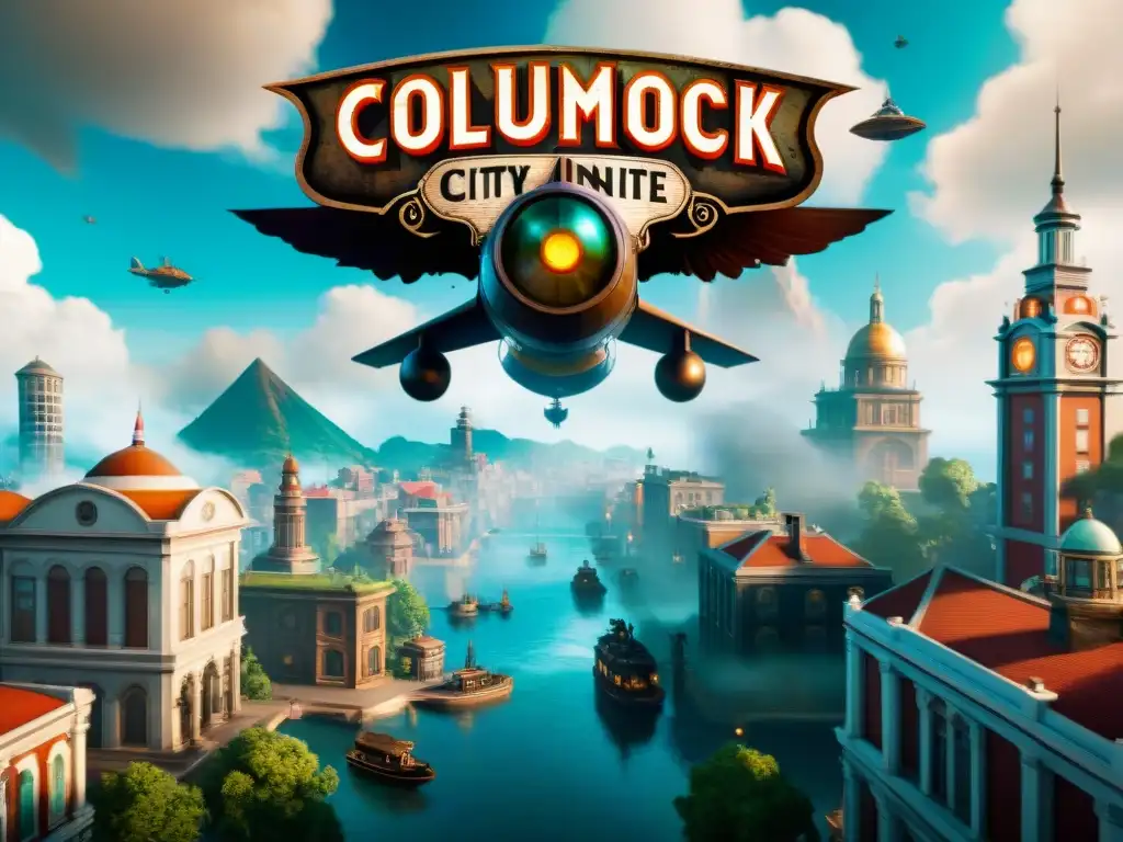 Descubre la impresionante ciudad flotante de Columbia en Bioshock Infinite, con su arquitectura victoriana detallada y elementos steampunk