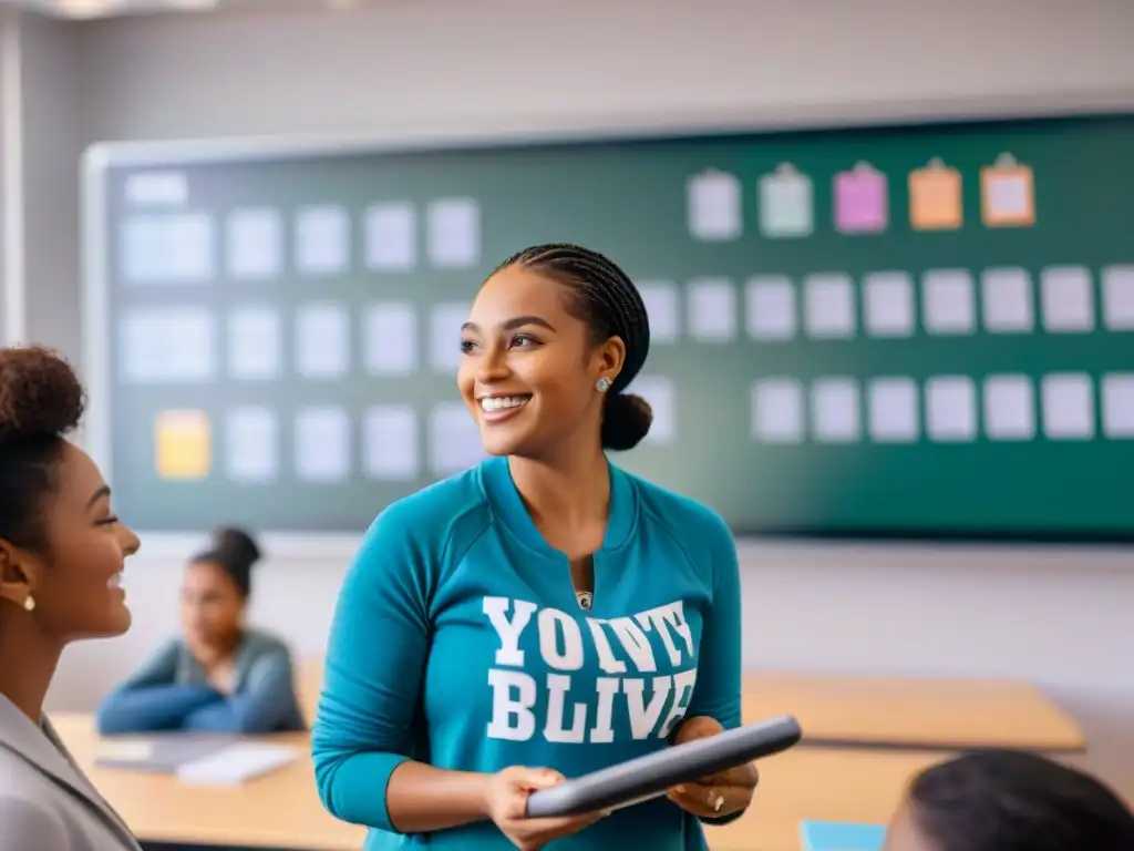 Inspirador aula con juegos educativos fomentando el pensamiento crítico