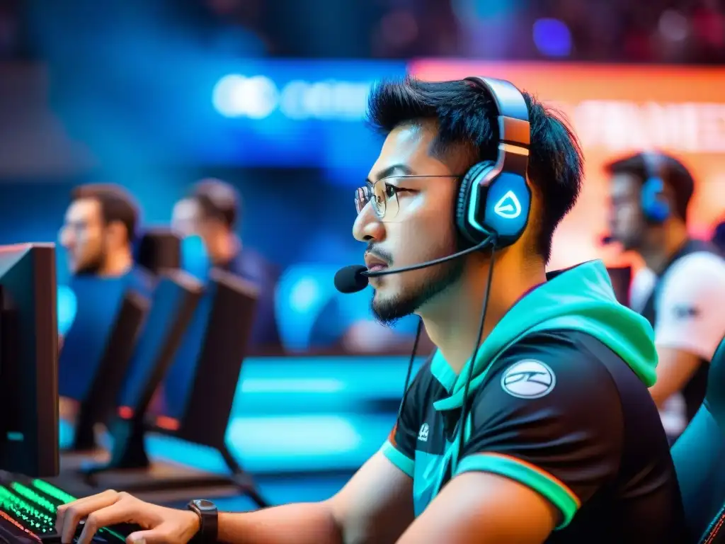 Intensa competencia en eSports: jugadores concentrados en campeonato de alto nivel