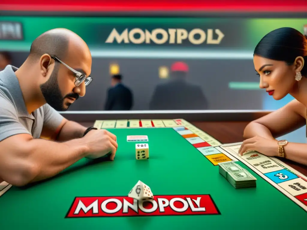 Partida de Monopoly: Estrategias y Competencia en Acción Intensidad y diversidad en una partida de Monopoly con jugadores concentrados
