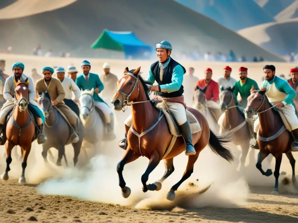 Intenso Buzkashi en Asia: jinetes compitiendo por el legado en vibrante evento tradicional