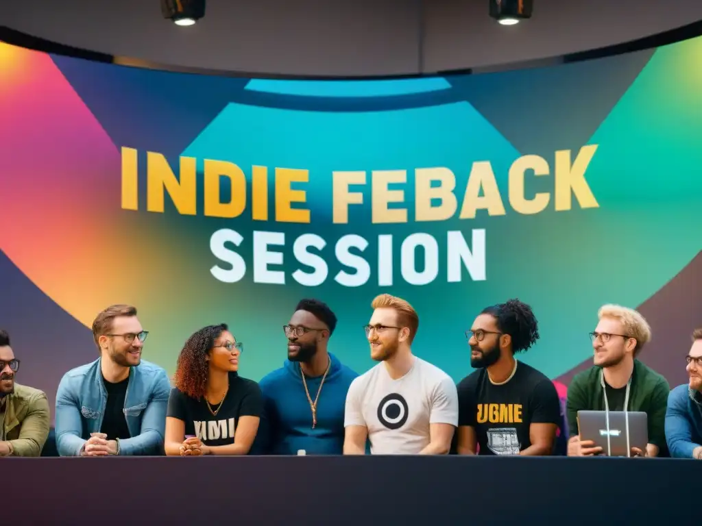 Intenso intercambio de ideas entre desarrolladores de juegos indie y jugadores en una convención