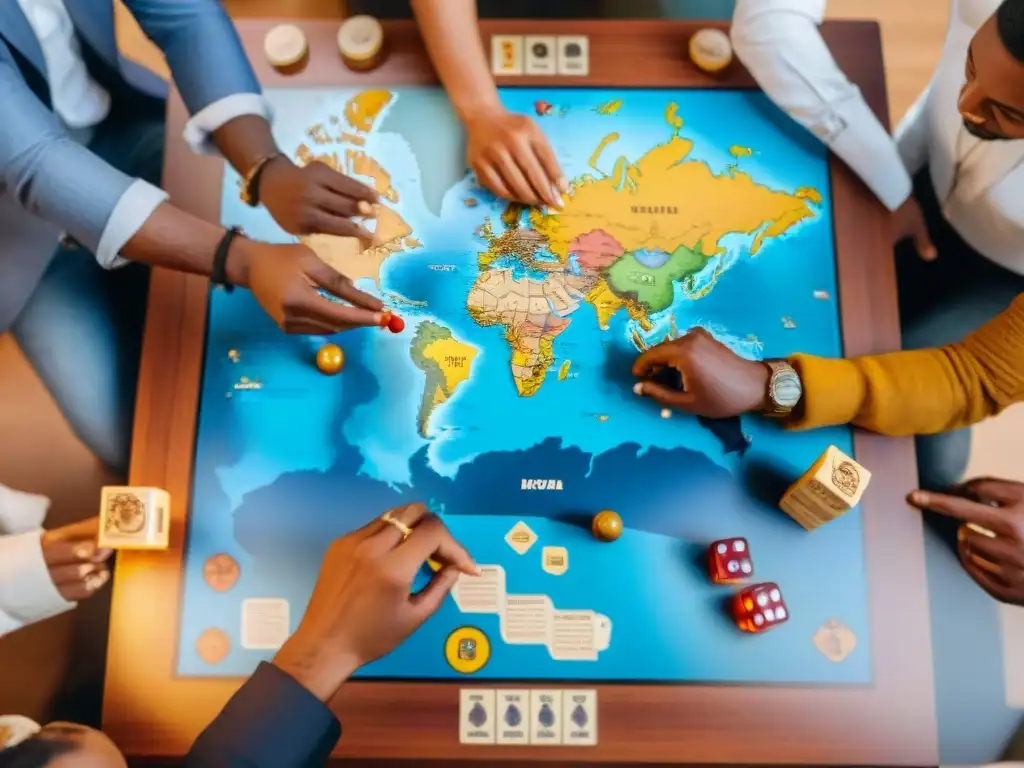 Intenso juego de mesa en diplomacia con diversidad cultural y colaboración entre jugadores