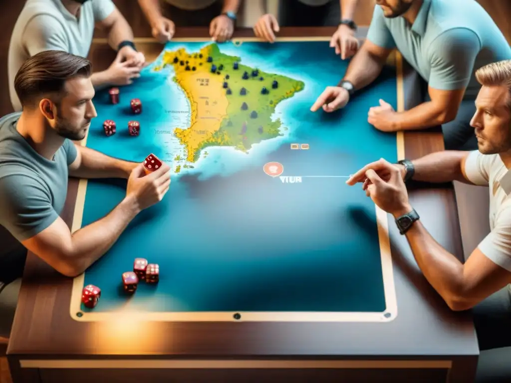 Un intenso juego de Risk con jugadores de diferentes países en una partida épica