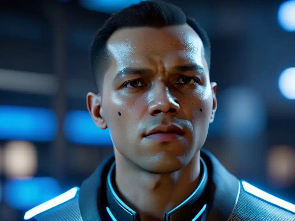 Intenso retrato facial con emociones en Detroit: Become Human, narrativa interactiva Detroit Become Human