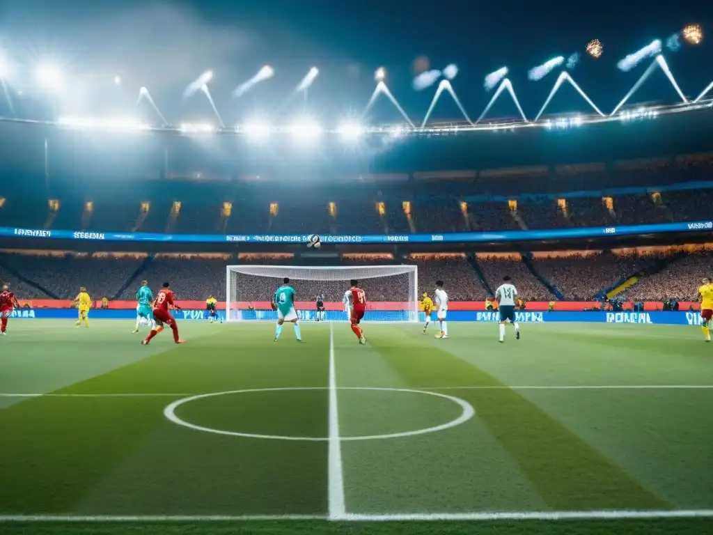 Intenso tiro penal en estadio lleno de América Latina durante histórico torneo de fútbol