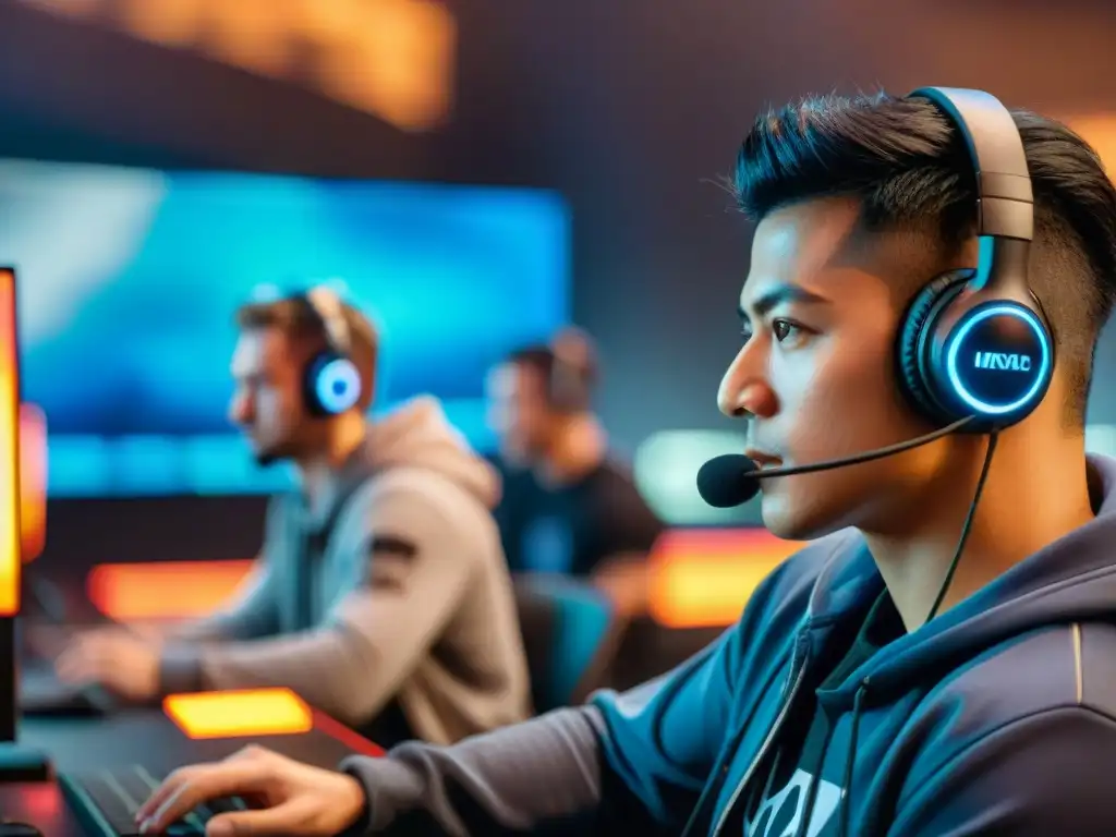 Un intenso torneo de eSports con jugadores diversos concentrados en la batalla virtual