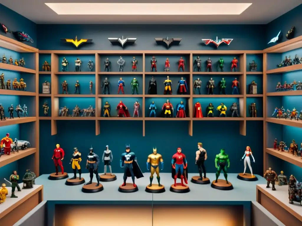 Inversión en figuras edición limitada: Colección detallada de personajes de cultura pop en habitación iluminada