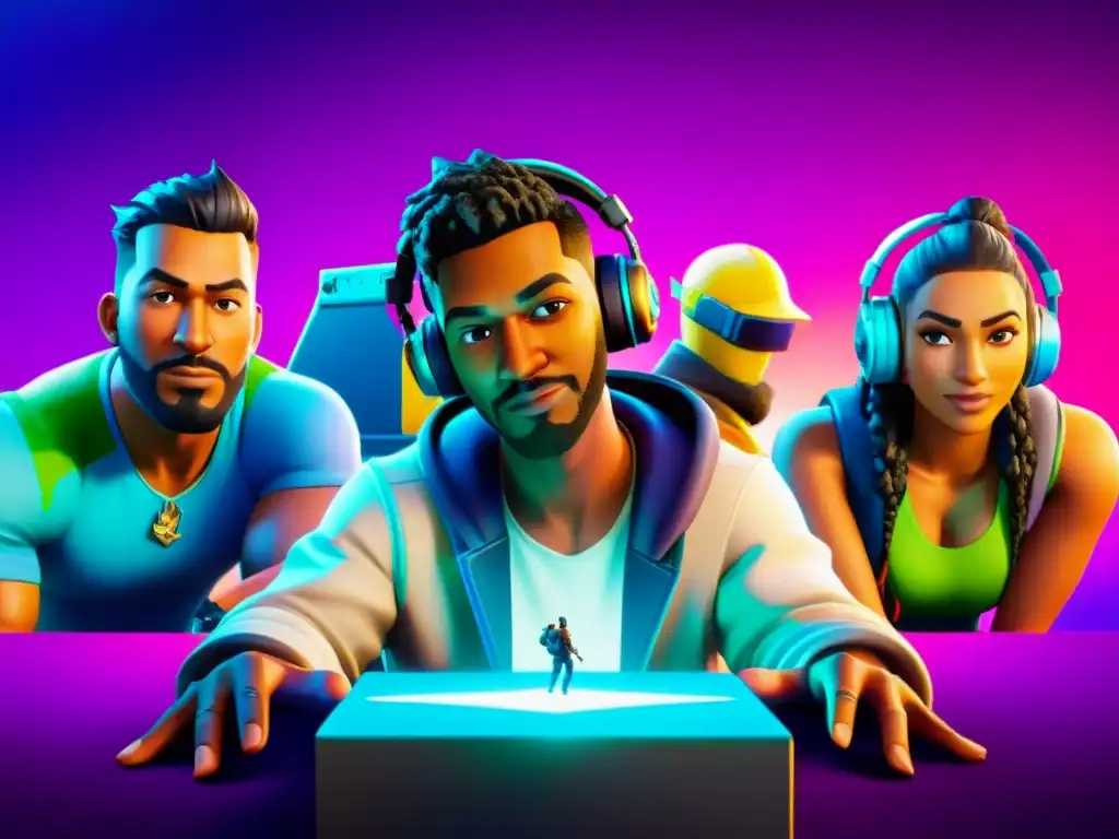 Jóvenes gamers inmersos en la emoción de Fortnite, reflejando su éxito social y cultural