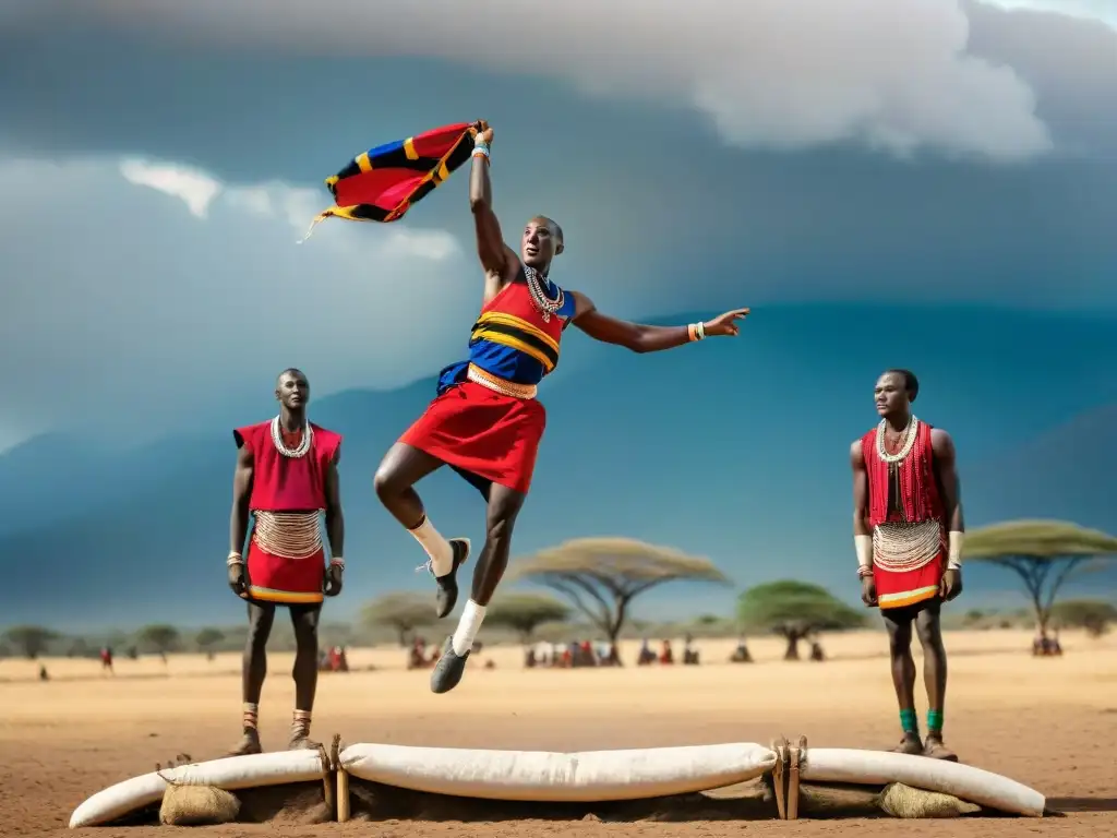 Jóvenes guerreros Maasai compiten en salto alto, fusionando tradición y agilidad en juegos deportes tradicionales africanos futuro