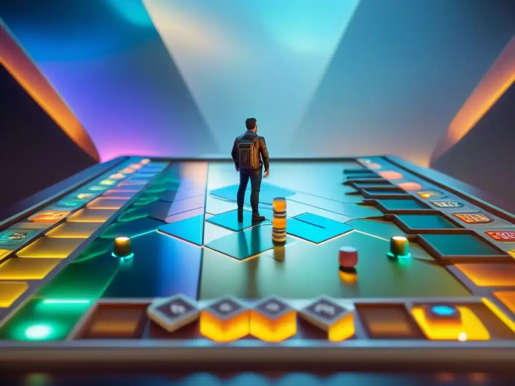 Juego de mesa futurista en metrópolis digital