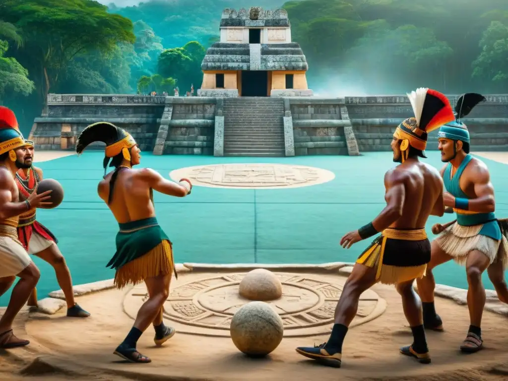 'Juego de pelota maya: historia y cultura en vibrantes colores y detalles, evolución de los deportes antiguos'