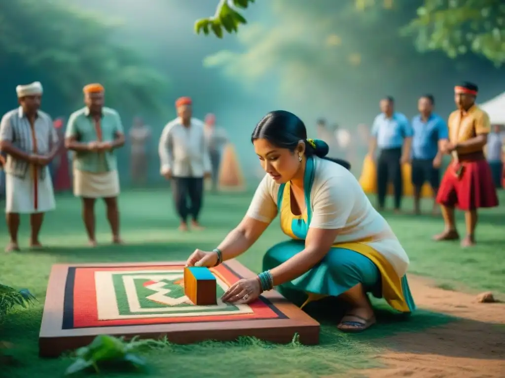 Juego tradicional indígena lleno de color y cultura