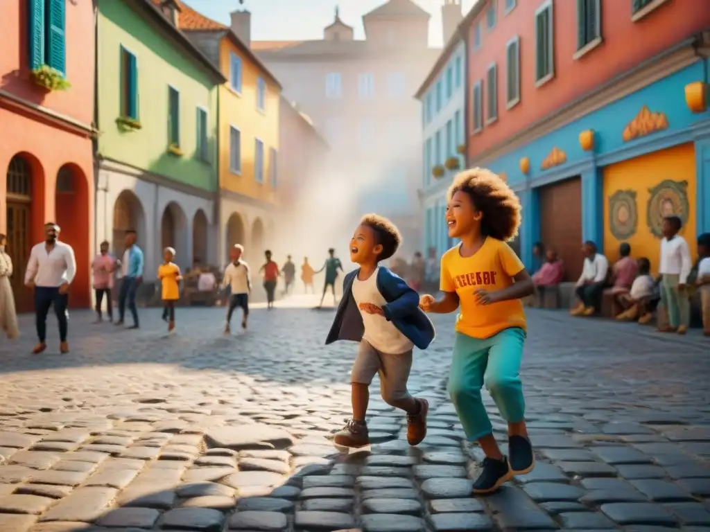 Juegos calle, diversidad cultural y conservación de lenguas en vibrante plaza ciudad