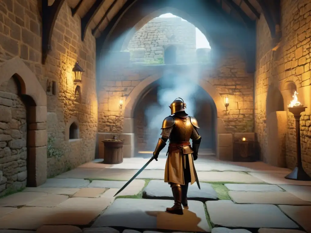 Un jugador se entrena en un castillo medieval en un entorno de realidad virtual