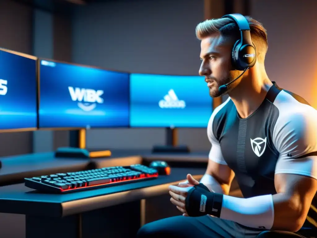 Un jugador de eSports recibe consejos de prevención de lesiones en una clínica moderna