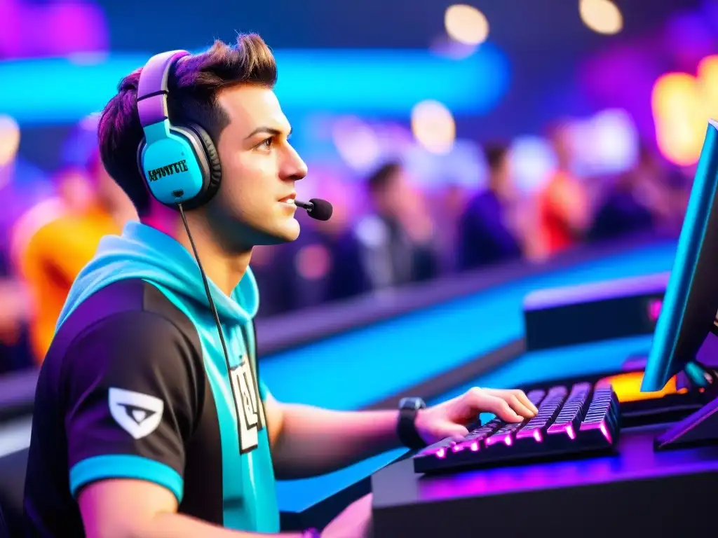 Un jugador de la Copa del Mundo de Fortnite muestra su determinación en un estadio lleno