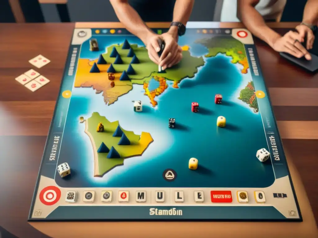 Jugadores concentrados en estrategias para ganar en Risk, el juego que conquista al mundo